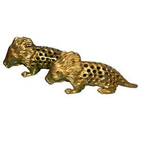 Odiot Paris Vintage Toothpick Holder Gold Porcupine Figurine Set of 2 Rare